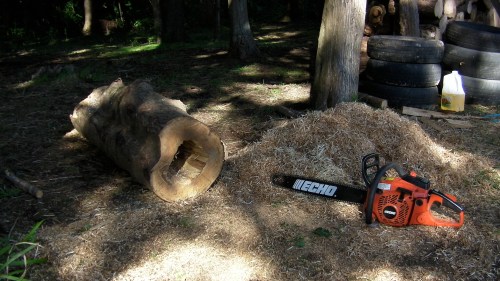 Off to a good start.  Log is carved out about 18" from both ends