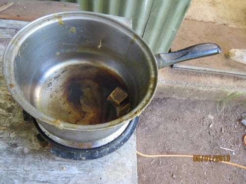 It doesn't take much wax, or much time to melt, so stick around when you do this.