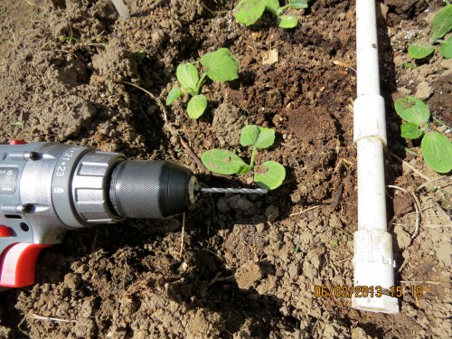 Need new holes, just drill where you want it...be careful though, it's a little tricky getting the bit to stay put on a round surface.