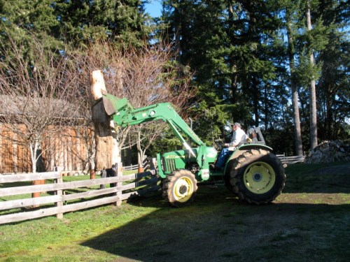 What do you use to lift a large log over fence?  A large tractor of course.  LG demonstrates how to do it without smashing your fence.