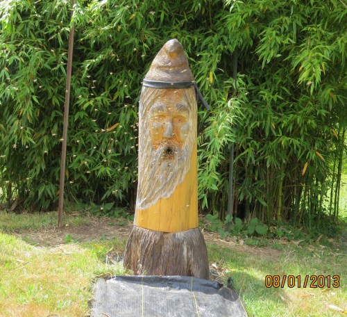 Bee Beard...August 1, 2013.  The bees always fly around at the entrance between 1:30 and 3:30.  I'm not sure why, the outside temperature is only 68 F (15C)