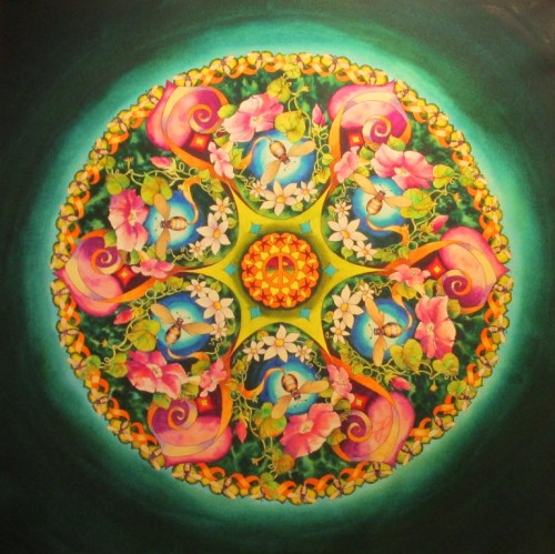 Let It Bee mandala...water color painting by Vikki Reed.